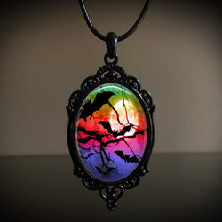 Wholesale Vintage Gothic style bat castle crow cross blood black cat church cemetery vampire vintage necklace